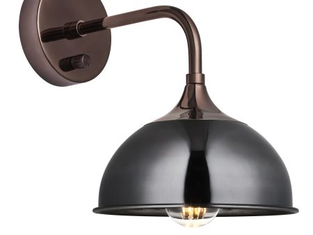 Chelsea Dome Wall Light - 8 Inch - Shiny Black Nickel on Sale