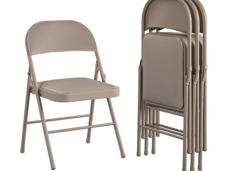 Premium Fabric Padded Seat Metal Folding Chair, Set of 4 For Sale