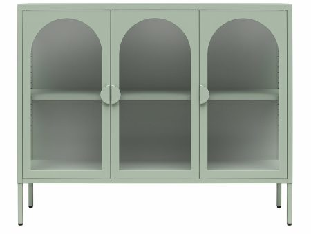 Chloe Metal Accent Cabinet With 3 Arched Glass Doors Fashion