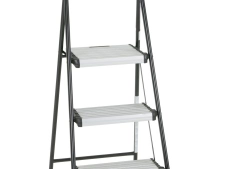 Three Step Folding Step Stool with Rubber Hand Grip For Sale