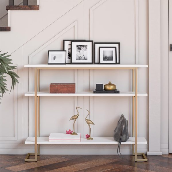 Olten Console Sofa Table with 3 Open Shelves and Metal Frame For Discount