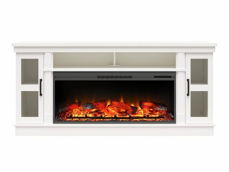 Elmcroft Wide TV Console with Electric Fireplace Insert for 75  TVs Cheap