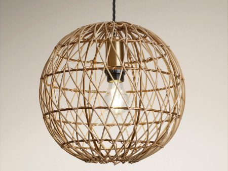 Coastal Rattan Ceiling Pendant Light - 12 inch - Globe - Natural on Sale