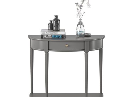 Aurora Half-Moon Console Table with 1 Drawer and Bottom Shelf For Cheap