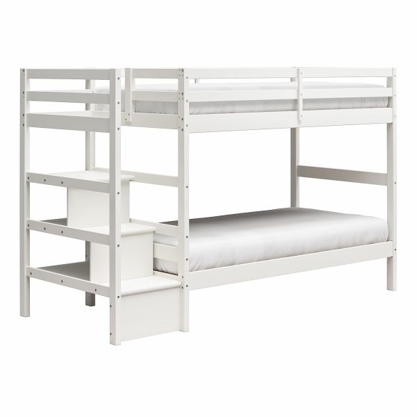 Zaire Wood Bunk Bed with Stairs and Shelves Online now