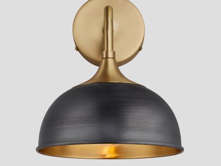 Chelsea Dome Wall Light - 8 Inch - Pewter & Brass Online Sale