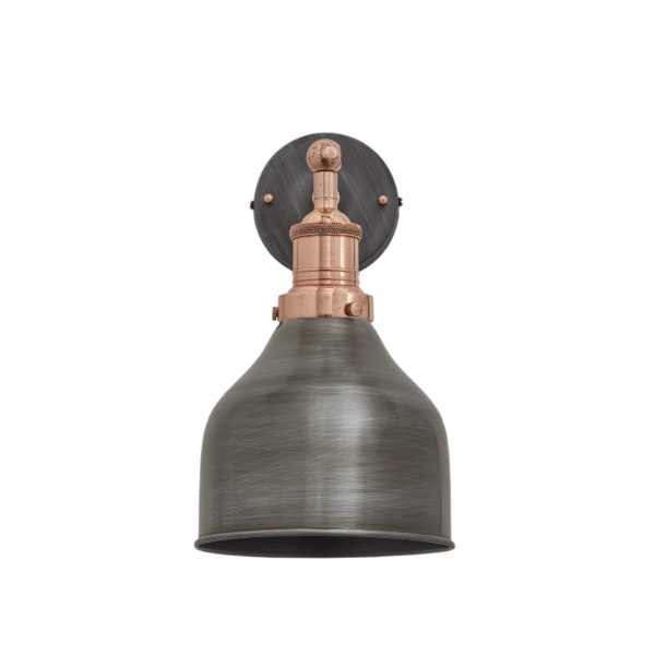 Brooklyn Cone Wall Light - 7 Inch - Pewter For Sale