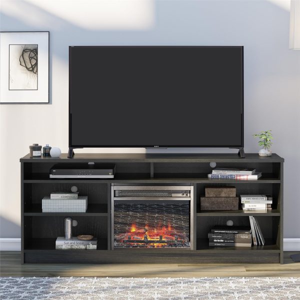 Hendrix 65 Inch TV Stand with Electric Fireplace Insert and 6 Shelves Cheap