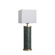 Marble Pillar Cylinder Table Lamp - Green & Brass Online now