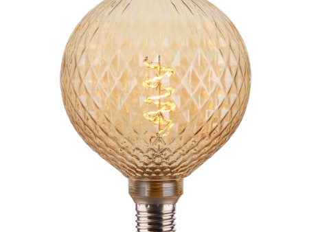 LED Spiral Edison Soft Filament Dimmable Bulb - 4W E27 Globe G125 - Diamond - Amber Cheap