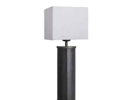 Marble Pillar Cylinder Table Lamp - Black & Pewter Online