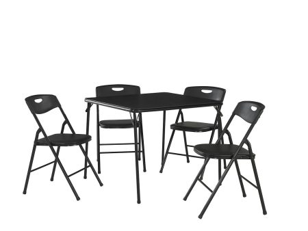 5 Piece Folding Dining Table and Chairs Set with Steel Frame and Vinyl Top Online Sale