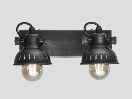 Swivel Spotlight Wall Light - Double - Pewter For Sale