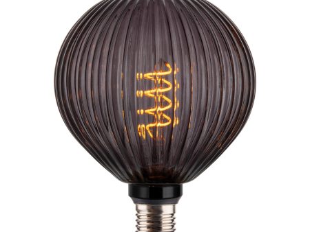 LED Spiral Edison Soft Filament Dimmable Bulb - 4W E27 Globe G125 - Fluted - Smoke Online Sale