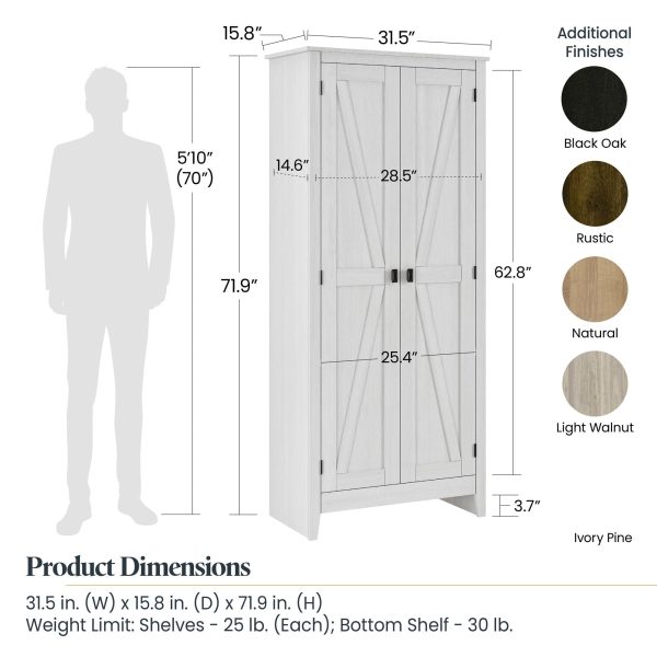 Farmington Rustic Farmhouse 31.5 Inch Wide Storage Cabinet Supply
