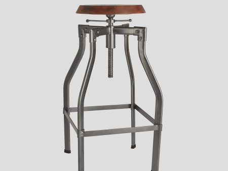 Turner Solid Wood & Metal Adjustable Bar Stool - 35 Inch Online Sale