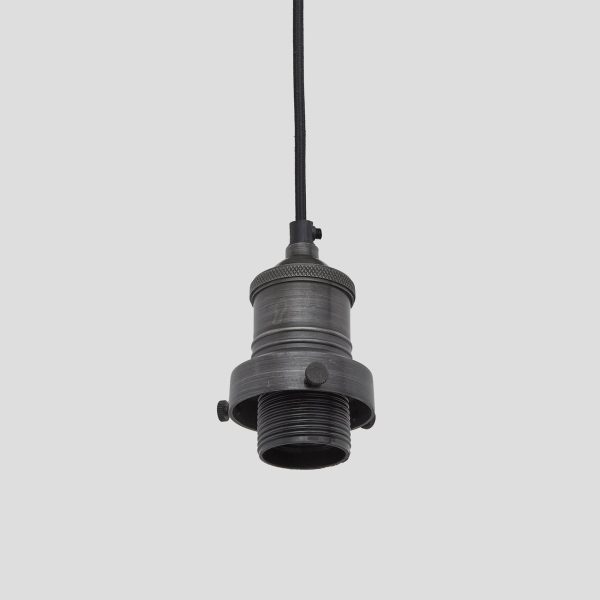 Brooklyn Cord Set ES E27 Bulb Holder - Pewter & Fabric Flex Online Sale