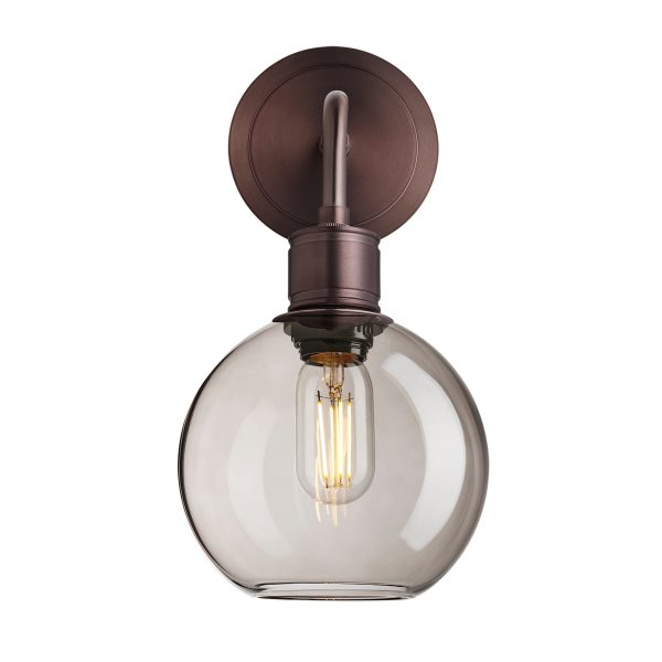 Albany Smoked Glass Globe Single Wall Light - 7 Inch - Mocha Online