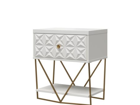 Blair Art Deco Accent Table with 1 Drawer and Gold Metal Base Online Hot Sale