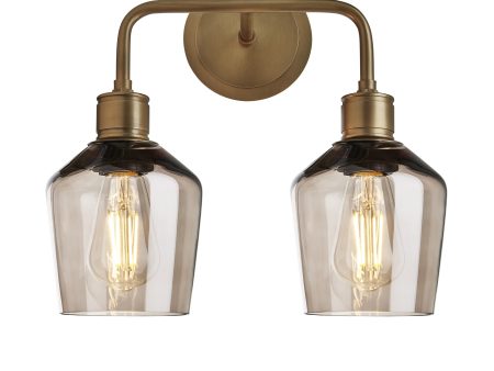 Albany Smoked Glass Schoolhouse Double Wall Light - 5.5 Inch - Mocha Online Hot Sale