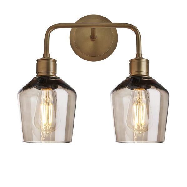 Albany Smoked Glass Schoolhouse Double Wall Light - 5.5 Inch - Mocha Online Hot Sale