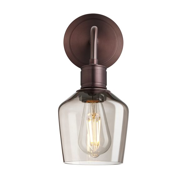 Albany Smoked Glass Schoolhouse Single Wall Light - 5.5 Inch - Mocha on Sale