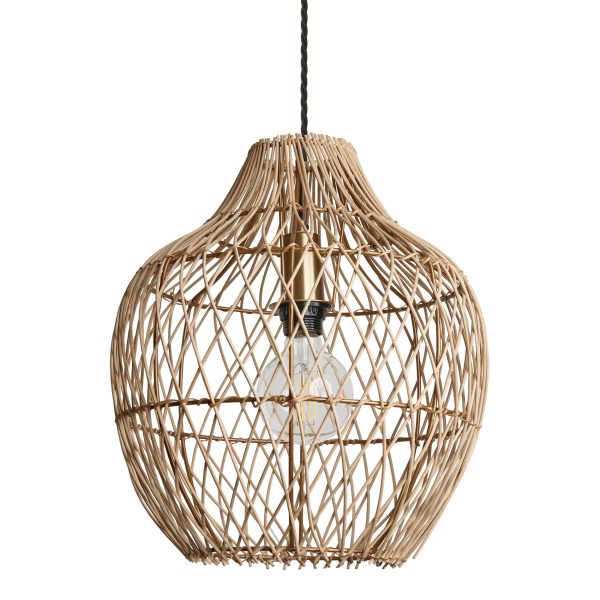 Coastal Rattan Ceiling Pendant Light - 14 inch - Pear - Natural Discount