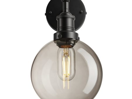 Brooklyn Smoked Glass Globe Wall Light - 7 Inch - Mocha Online