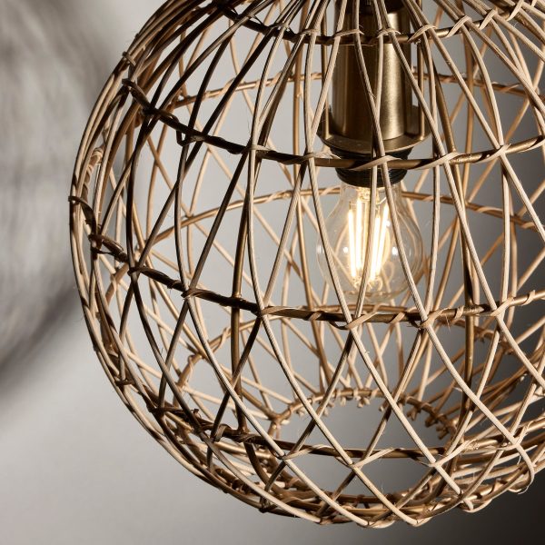 Coastal Rattan Ceiling Pendant Light - 12 inch - Globe - Natural on Sale