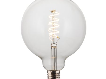 LED Edison Spiral Old Filament Dimmable Bulb - 6W E27 Globe G125 - Clear Discount