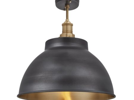 Brooklyn Dome Flush Mount - 13 Inch - Pewter & Brass Online