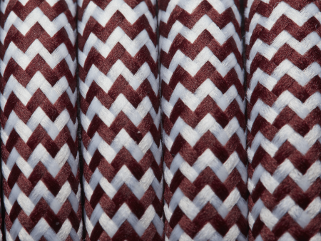 Burgundy & White Round Fabric Flex - Braided Cloth Cable Lighting Wire Discount