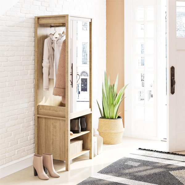 Amberly Wardrobe with Mirror, Clothing Bar and 3 Shelves Fashion