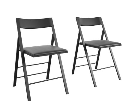 Modern Slim Line Vinyl Padded Folding Chairs, Set of 2 Sale