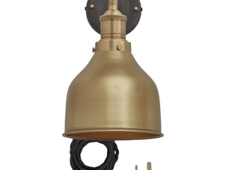 Brooklyn Cone Wall Light - 7 Inch - Brass - With Plug Sale