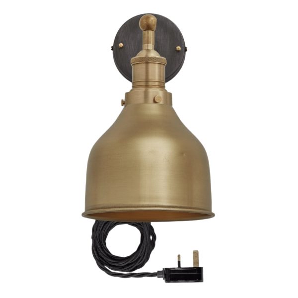 Brooklyn Cone Wall Light - 7 Inch - Brass - With Plug Sale