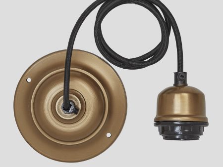 Orlando Cord Set ES E27 Bulb Holder - Brass & Fabric Flex For Sale