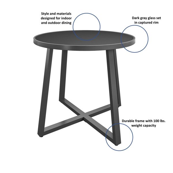 35  Round Indoor or Outdoor Dining Table with Glass Top Sale