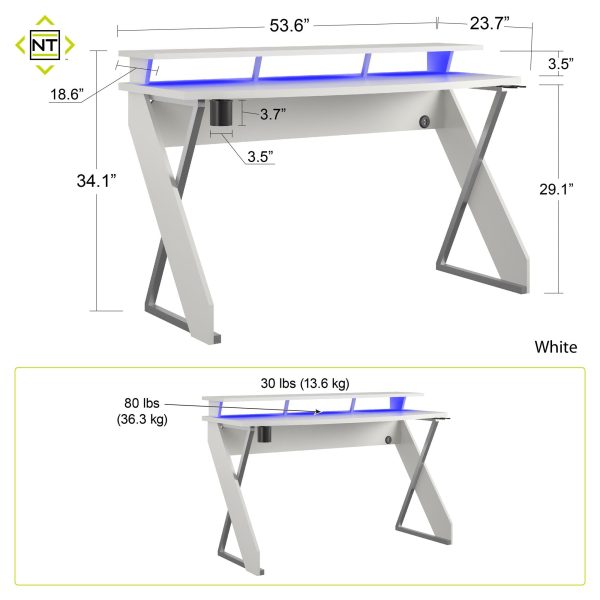 Xtreme Gaming Desk with Riser and LED Lights Cheap