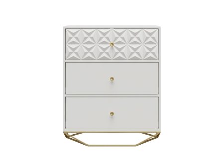 Blair 3 Drawer Dresser with Gold Geometirc Base Discount