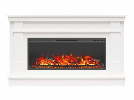 Elmcroft Wide Painted Mantel with 43  Linear Electric Fireplace Insert Online Sale