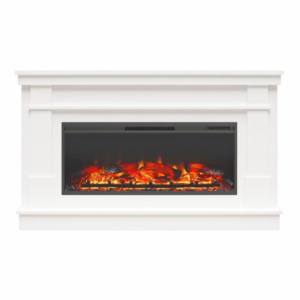 Elmcroft Wide Painted Mantel with 43  Linear Electric Fireplace Insert Online Sale