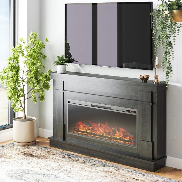 Elmcroft Wide Mantel with 43  Linear Electric Fireplace Insert Online