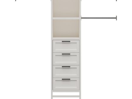 Luxe 4 Drawers and 3 Adjustable Clothing Rod Closet Tower Fashion