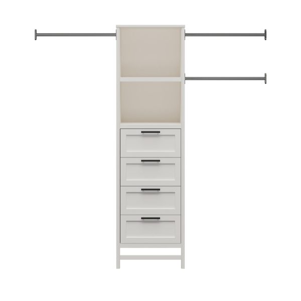 Luxe 4 Drawers and 3 Adjustable Clothing Rod Closet Tower Fashion