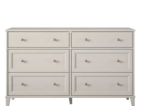 Monticello Wide 6 Drawer Dresser with Gold Accents on Sale