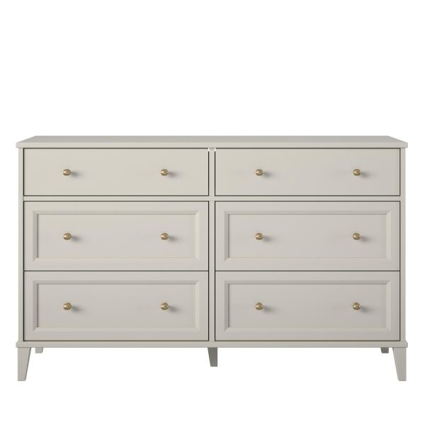 Monticello Wide 6 Drawer Dresser with Gold Accents on Sale