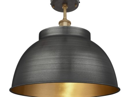 Brooklyn Dome Flush Mount - 17 Inch - Pewter & Brass Hot on Sale