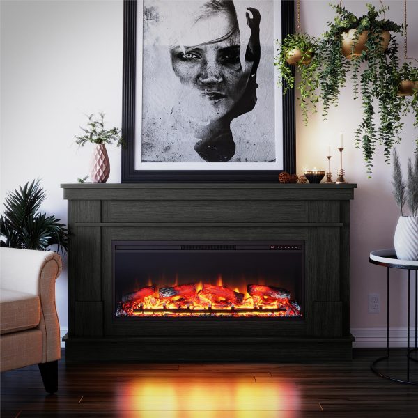 Elmcroft Wide Mantel with 43  Linear Electric Fireplace Insert Online