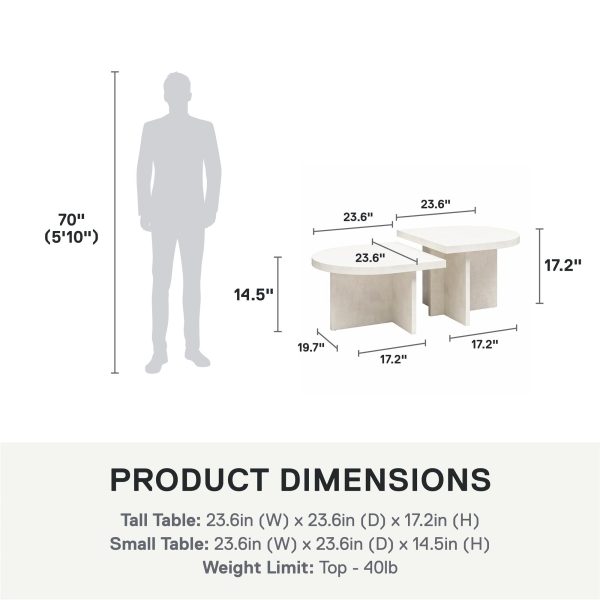 Daytona 2-Piece Modern Coffee Table with Rounded Edges Online now